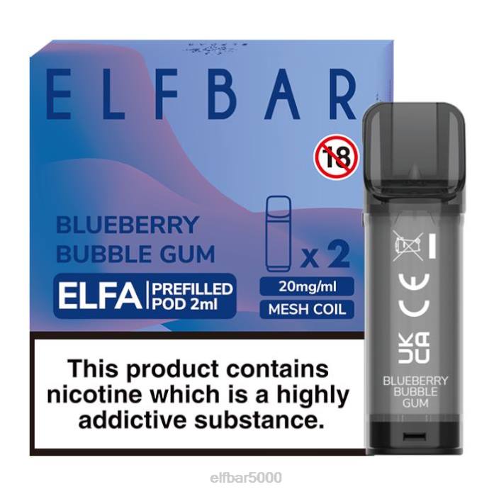 elfbar elfa užpildyta ankštis - 2ml - 20mg (2 pakuotės) mėlynių guma - ELF BAR 5007 V20N126