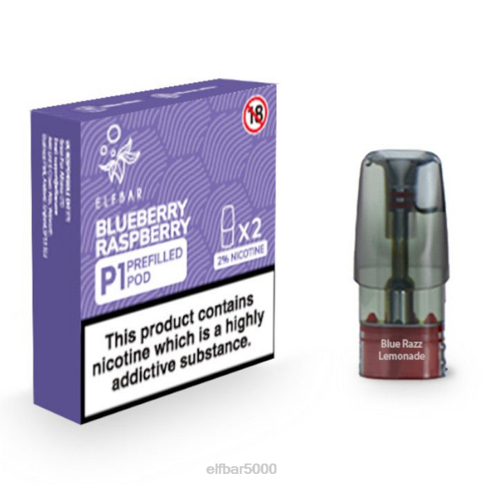 elfbar mate 500 p1 užpildytų ankščių - 20 mg (2 pakuotės) mėlynių aviečių - ELF BAR Disposable Pods V20N157